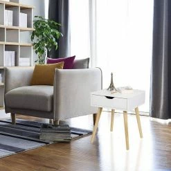 EUGAD Nachttisch, Beistelltisch mit Schublade Nachtkommode, Holzbeine MDF, Grau Weiß -EUGAD Verkäufe 96adec83 ded5 5d03 bb78 39e1c84b3ad7