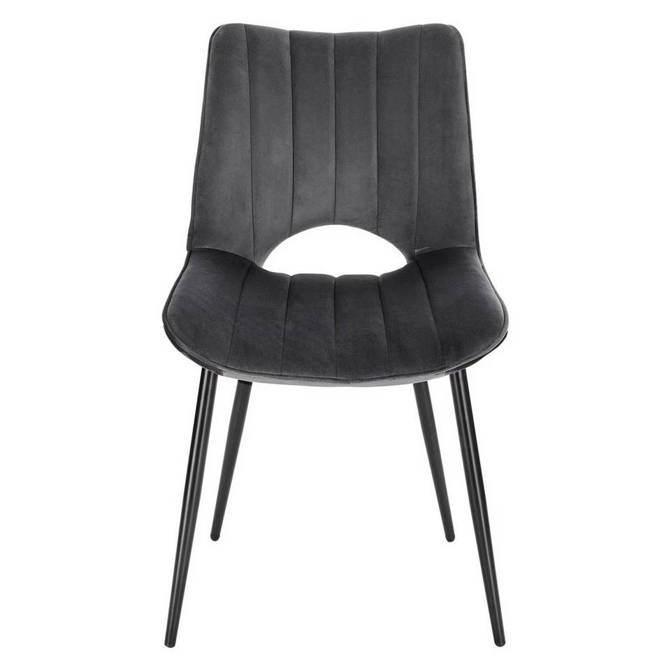 EUGAD Esszimmerstuhl (2 Stück), Küchenstuhl, Polsterstuhl, Wohnzimmerstuhl ohne Armlehne, Metallbeine, Samt, Dunkelgrau Hellgrau, Schwarz 7 EUGAD Esszimmerstuhl (2 Stück), Küchenstuhl, Polsterstuhl, Wohnzimmerstuhl ohne Armlehne, Metallbeine, Samt, Dunkelgrau Hellgrau, Schwarz – Bild 5