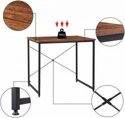 EUGAD Schreibtisch, Computertisch Esstisch Holz Stahl 80x60x70 cm Holz Vintage+schwarz Hell Eiche+schwarz, Hell Eiche+weiß, Marmor+schwarz -EUGAD Verkäufe 97870242 f472 5296 ac92 cb4041f5e665