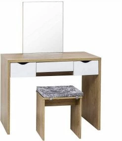 EUGAD Schminktisch, mit Hocker einem große Spiegel und 3 großen Schubladen Weiß-Eiche Eiche-Weiß, Weiß, Weiß-Eiche 37 EUGAD Schminktisch, mit Hocker einem große Spiegel und 3 großen Schubladen Weiß-Eiche Eiche-Weiß, Weiß, Weiß-Eiche -EUGAD Verkäufe 98eb3578 9d59 5ebf a5f8 6b0af390138e