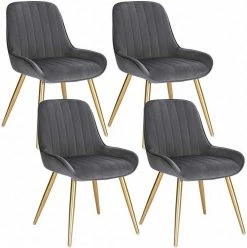 EUGAD Esszimmerstuhl, 4 Stücke Retro Küchenstuhl Sitzfläche aus Samt mit Metallbeine Dunkelgrün Bordeaux, Dunkelgrau, Dunkelgr&uuml;n, Hellgrau, Rosa, Schwarz -EUGAD Verkäufe 997efc01 c752 5107 b6fd 186100b6d523