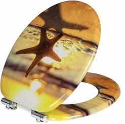 EUGAD WC-Sitz (1-St), Toilettensitz, WC Sitz mit Absenkautomatik, MDF, Holz, Softclose Scharnier Grüne Blätter, Holzfarbe, Lilie, Seestern, Seestern Am Strand, Seestern Sonnenuntergang, Stone, ‎Lila Blume und Stones -EUGAD Verkäufe 9a7b69b3 42b7 4cf1 9b3f 4e717e90ec61