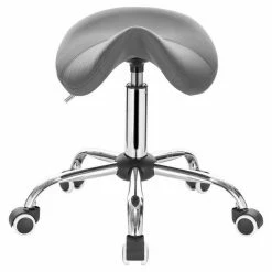 EUGAD Drehstuhl (1 Stück), Sattelhocker gepolstert höhenverstellbar aus Kunstleder Grau Schwarz, Weiß