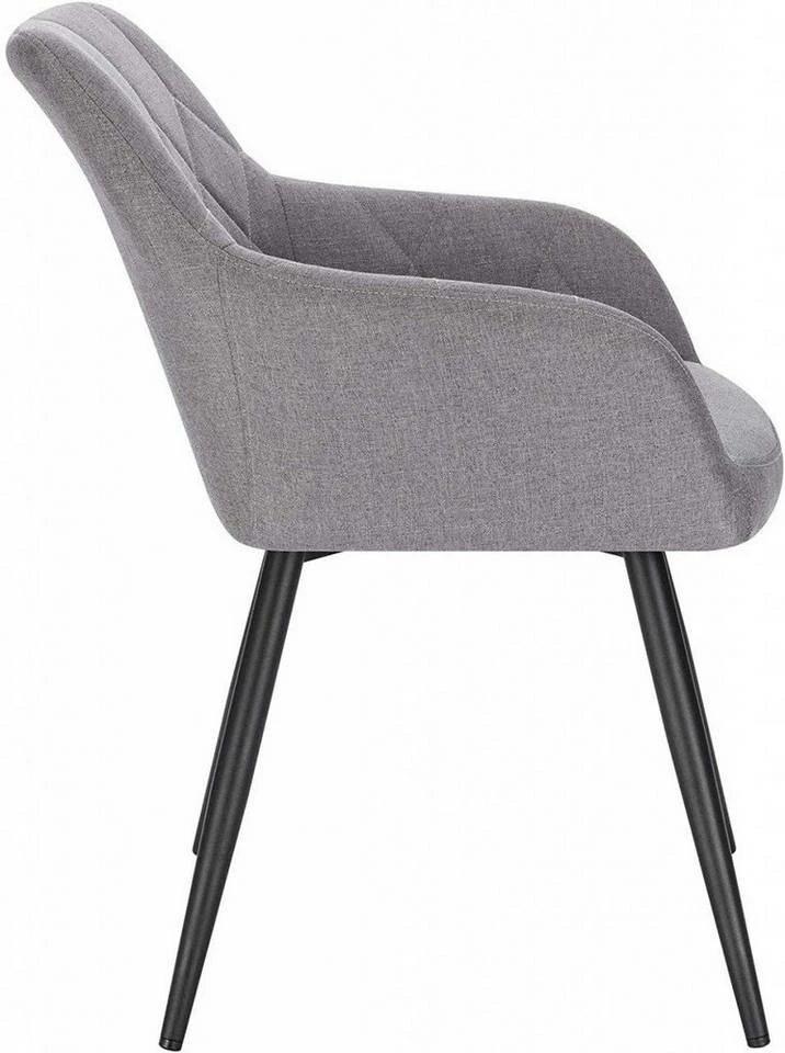 EUGAD Esszimmerstuhl (6 Stück), Wohnzimmerstuhl aus Leinen Polsterstuhl mit Armlehnen und Rückenlehne schwarze Gestell aus Metall Hellgrau Dunkelgrau 7 EUGAD Esszimmerstuhl (6 Stück), Wohnzimmerstuhl aus Leinen Polsterstuhl mit Armlehnen und Rückenlehne schwarze Gestell aus Metall Hellgrau Dunkelgrau – Bild 5