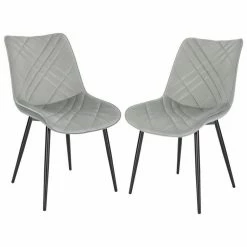 EUGAD Esszimmerstuhl (2 Stück), Küchenstuhl, Polsterstuhl Stuhl,Wohnzimmerstuhl ohne Armlehne, Metallbeine, Samt, Hellgrau Dunkelgrau, Schwarz