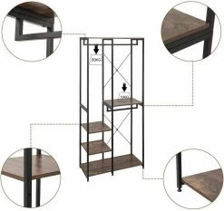 EUGAD Kleiderständer, Garderobenständer mit 7 Ablagen Schwarz-Vintage Schwarz-Hell Eiche -EUGAD Verkäufe 9bd3100f 257c 5375 89c3 68051f57cae3