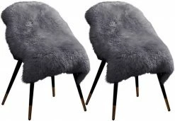 Teppich, EUGAD, 2er-Set Öko Lammfell echtes Longhair Fell XL (100-104)x65cm Grau