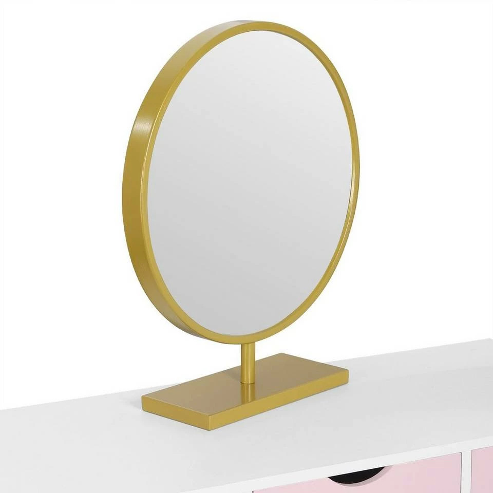 EUGAD Schminktisch (1-St), Schminktisch Frisiertisch Kommode mit Spiegel modern Kosmetiktisch mit 3 Schubladen Weiß-Rosa-Golden 9 EUGAD Schminktisch (1-St), Schminktisch Frisiertisch Kommode mit Spiegel modern Kosmetiktisch mit 3 Schubladen Weiß-Rosa-Golden – Bild 7