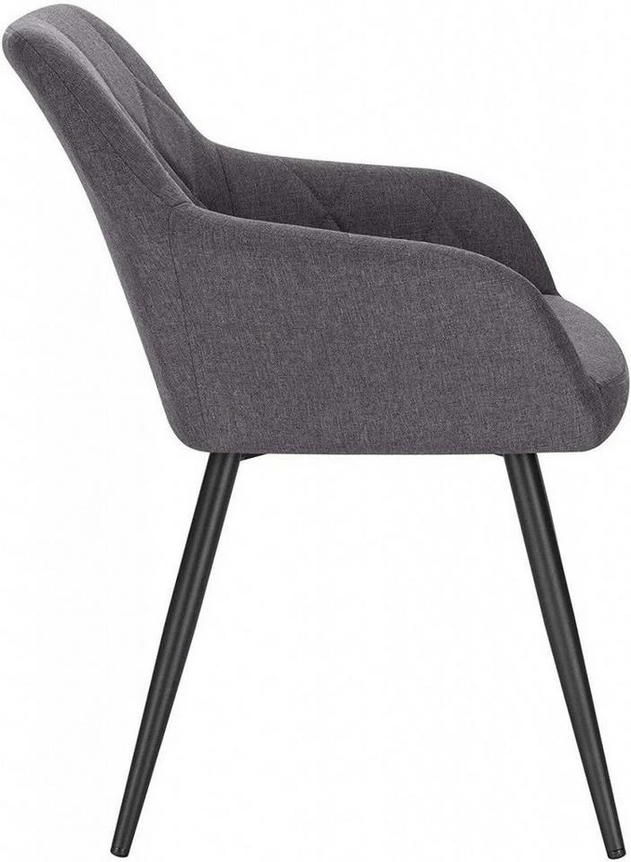 EUGAD Esszimmerstuhl (4 Stück), Wohnzimmerstuhl aus Leinen Polsterstuhl mit Armlehnen und Rückenlehne schwarze Gestell aus Metall Hellgrau Dunkelgrau 15 EUGAD Esszimmerstuhl (4 Stück), Wohnzimmerstuhl aus Leinen Polsterstuhl mit Armlehnen und Rückenlehne schwarze Gestell aus Metall Hellgrau Dunkelgrau – Bild 13