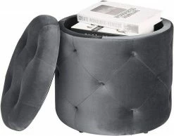 EUGAD Sitzhocker, Sitztruhe mit Stauraum, Sitz rund mit Deckel, Samt, ca.27L, Rosa Dunkelgrau, Hellgrau -EUGAD Verkäufe 9e439a75 bd39 5b2f 9dd5 3aa604340a2e