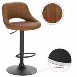 EUGAD Barhocker (2 St), 2er-Set 360° drehbar stufenlos höhenverstellbar mit Rückenlehne aus Kunstleder und Stahl Dunkelbraun Anthrazit, Grau -EUGAD Verkäufe 9f5c69ea a3e8 5d3d 9884 3fd93f6be357
