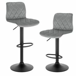 EUGAD Barhocker (2 St), Barhocker Drehstuhl Tresenhocker Barstuhl, Sitzfläche aus Samt mit Rücklehne Höhenverstellbar