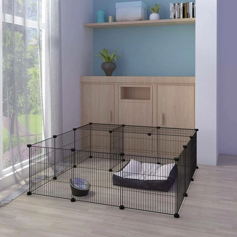 EUGAD Freigehege, DIY 16 Platten Schwarz Laufstall Kleintiere Schwarz 109x109x39cm 4 EUGAD Freigehege, DIY 16 Platten Schwarz Laufstall Kleintiere Schwarz 109x109x39cm – Bild 2