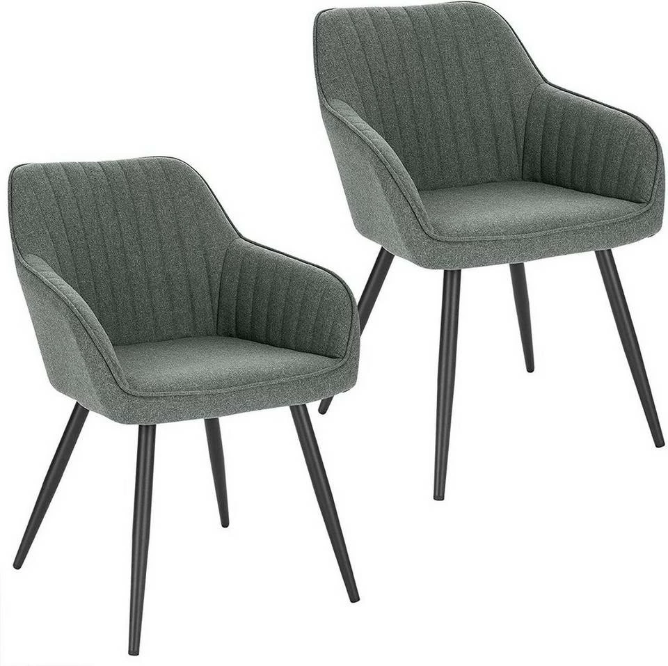 EUGAD Esszimmerstuhl (1 Stück), Küchenstuhl Wohnzimmerstuhl Sitzfläche aus Leinen Polsterstuhl mit Armlehne Metallbeine für Esszimmer Wohnzimmer Küche,Dunkelgrau Hellgrau 3 EUGAD Esszimmerstuhl (1 Stück), Küchenstuhl Wohnzimmerstuhl Sitzfläche aus Leinen Polsterstuhl mit Armlehne Metallbeine für Esszimmer Wohnzimmer Küche,Dunkelgrau Hellgrau