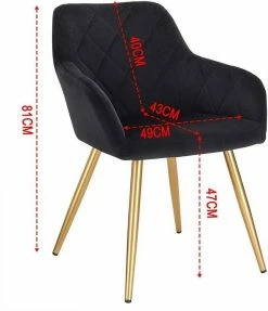 EUGAD Esszimmerstuhl (1 Stück), Wohnzimmerstuhl aus Samt Polsterstuhl mit Armlehnen und Rückenlehne, Gestell aus Metall mit goldenen Beine Dunkelgrau Schwarz -EUGAD Verkäufe a0ffd862 ae3a 497f 861e f7447715b26c