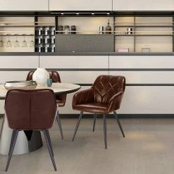 EUGAD Esszimmerstuhl, aus Kunstleder mit Armlehnen und Rückenlehne Gestell aus Metall Schwarz Braun, Dunkelbraun, Dunkelgrau -EUGAD Verkäufe a24183e7 345f 5429 85bc c84ae9b4a0a1