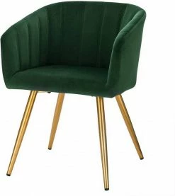 EUGAD Esszimmerstuhl, mit Rückenlehne Samt Gestell aus Stahl,Gold Beine Dunkelgrün Dunkelgrau, Dunkelgrün, Rosa, Schwarz