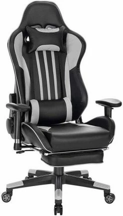 EUGAD Gaming-Stuhl (1 Stück), Racing Stuhl mit Fußstütze Racing Stuhl Drehstuhl Bürostuhl Schreibtischstuhl PC Stuhl mit Wippfunktion Höhenverstellbar Kunstleder Rot Grau, Weiß -EUGAD Verkäufe a3797e49 3533 5903 8150 7b961a5c711e