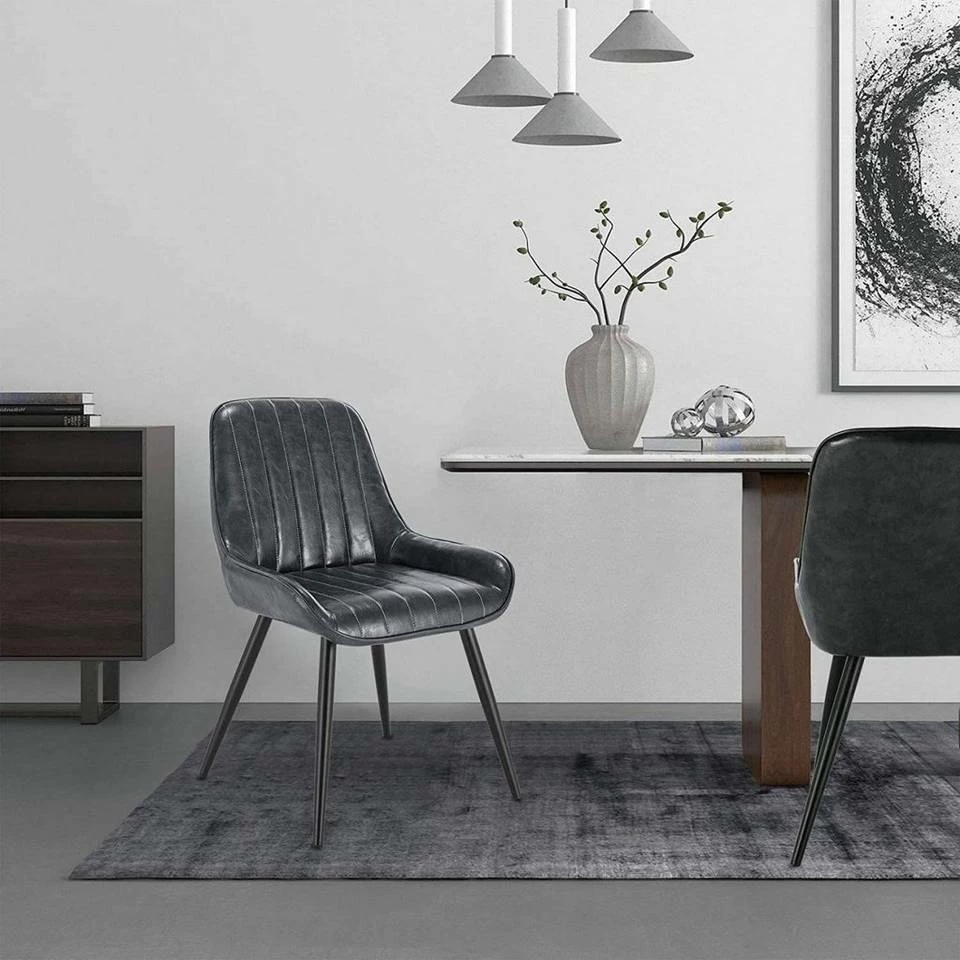 EUGAD Esszimmerstuhl, 4 Stücke Retro Küchenstuhl Sitzfläche aus PU mit Metallbeine Schwarz Braun, Dunkelbraun, Dunkelgrün, Grau 11 EUGAD Esszimmerstuhl, 4 Stücke Retro Küchenstuhl Sitzfläche aus PU mit Metallbeine Schwarz Braun, Dunkelbraun, Dunkelgrün, Grau – Bild 9