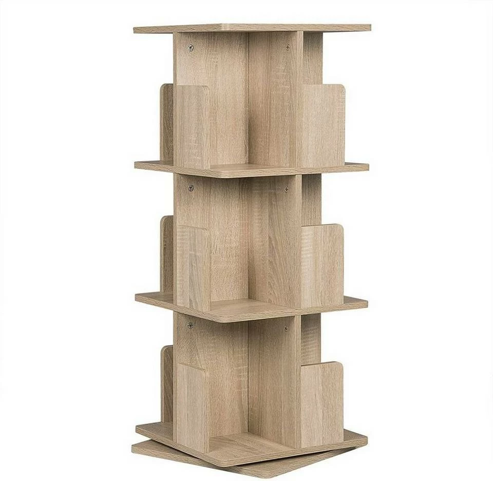 EUGAD Bücherregal, Raumteiler Standregal mit 3 Ebenen, 360° frei drehbar, MDF, Natur 3 EUGAD Bücherregal, Raumteiler Standregal mit 3 Ebenen, 360° frei drehbar, MDF, Natur