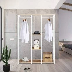 EUGAD Kleiderständer, Wäscheständer Garderobenständer mit Ablage Schwarzrohre und Eiche Platte Schwarz-Hell Eiche, Schwarz-Vintage, Weiß-Eiche -EUGAD Verkäufe a6530f49 5d3c 5158 95bb 57220b218d94