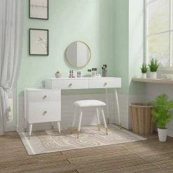 EUGAD Schminktisch (1-St), Schminktisch mit Hocker und Spiegel, Frisiertisch mit 4 Schubladen und Kosmetiktisch Frisierkommode für Schlafzimmer, Weiß Gold 14 EUGAD Schminktisch (1-St), Schminktisch mit Hocker und Spiegel, Frisiertisch mit 4 Schubladen und Kosmetiktisch Frisierkommode für Schlafzimmer, Weiß Gold -EUGAD Verkäufe a6f01dfc 132f 53f2 a1ae c847b676f2f7