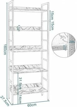 EUGAD Bücherregal, 1-tlg., Standregal, Küchenregal, 5 offenen Regalebenen, MDF, Metall, Schwarz Marmor Golden-Weißer Marmor, Vintage 23 EUGAD Bücherregal, 1-tlg., Standregal, Küchenregal, 5 offenen Regalebenen, MDF, Metall, Schwarz Marmor Golden-Weißer Marmor, Vintage -EUGAD Verkäufe a829f331 e21d 58f0 bbe2 b2a9f28f3853
