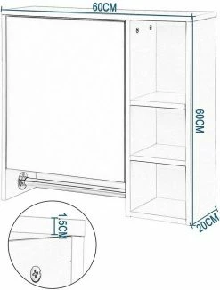 EUGAD Spiegelschrank Hängeschrank mit 6 Ablagen mit Tür 60x20x60cm Weiß -EUGAD Verkäufe a863a55f 8c2c 5a3c b1de 9fbf28566a8e