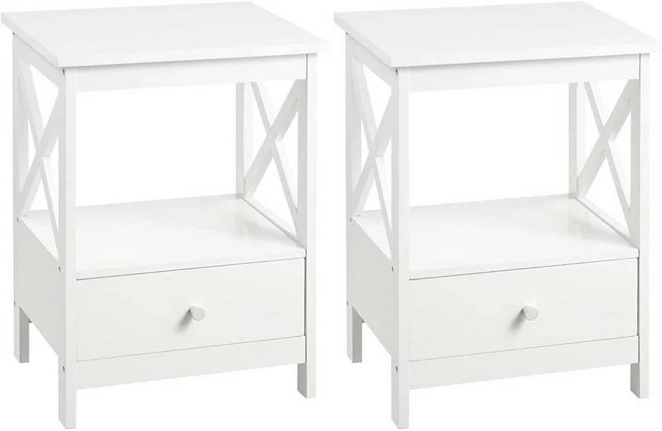 EUGAD Nachttisch, 2er-Set Beistelltisch Nachtschrank Nachtkommode Sofatisch aus MDF mit Schublade und Ablage für Schlafzimmer oder Wohnzimmer Weiß 3 EUGAD Nachttisch, 2er-Set Beistelltisch Nachtschrank Nachtkommode Sofatisch aus MDF mit Schublade und Ablage für Schlafzimmer oder Wohnzimmer Weiß