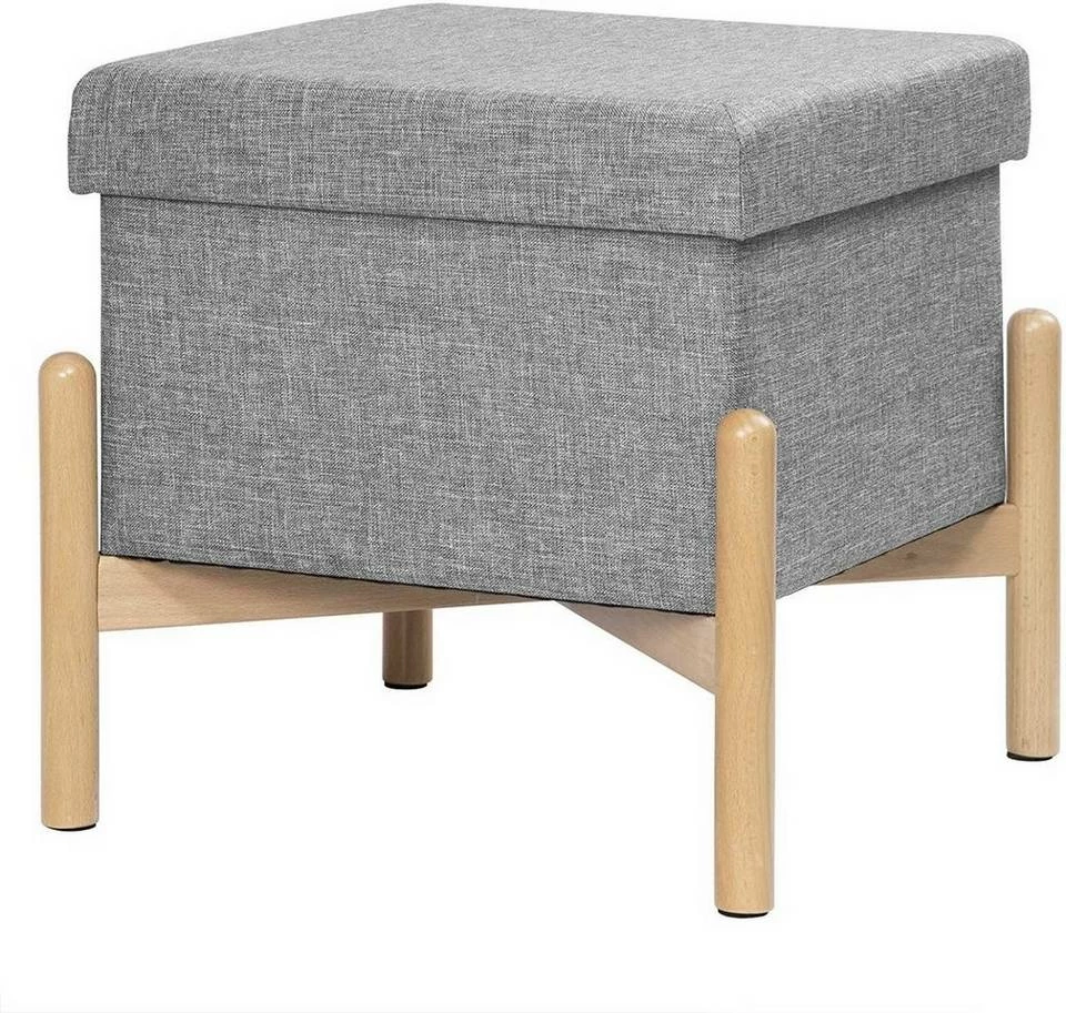 EUGAD Sitzhocker, Polsterhocker Sitztruhe bis 150kg belastbar, mit Stauraum, Deckel Abnehmbar Holzbeine Dunkelgrau Hellgrau 8 EUGAD Sitzhocker, Polsterhocker Sitztruhe bis 150kg belastbar, mit Stauraum, Deckel Abnehmbar Holzbeine Dunkelgrau Hellgrau – Bild 7