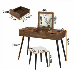 EUGAD Schminktisch, mit Aufklappbarem Spiegel, Schreibtisch mit 2 Schubladen, 100x40x75cm(L*B*H), Kosmetiktisch Computertisch mit große Tischplatte Eiche Weiß -EUGAD Verkäufe a9eb29e7 3388 5880 a005 4cd8a587b11e