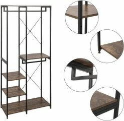 EUGAD Kleiderständer, Garderobenständer mit 7 Ablagen Schwarz-Vintage Schwarz-Hell Eiche -EUGAD Verkäufe aa606c9e 2af2 5c2c b92f 9d08a126917a