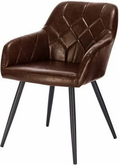 EUGAD Esszimmerstuhl, aus Kunstleder mit Armlehnen und Rückenlehne Gestell aus Metall Schwarz Braun, Dunkelbraun, Dunkelgrau -EUGAD Verkäufe aa98d3db b9ba 5b46 bb47 2675d4a03368