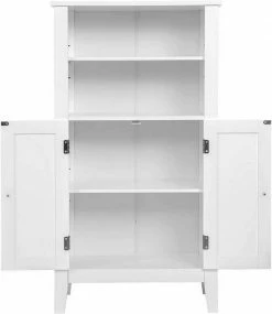 EUGAD Badkommode, Badschrank Beistellschrank, mit Doppeltür, 4 Fächern, MDF, Weiß 15 EUGAD Badkommode, Badschrank Beistellschrank, mit Doppeltür, 4 Fächern, MDF, Weiß -EUGAD Verkäufe aafdac0e 350b 5e2a acc1 3a291a92f2a3