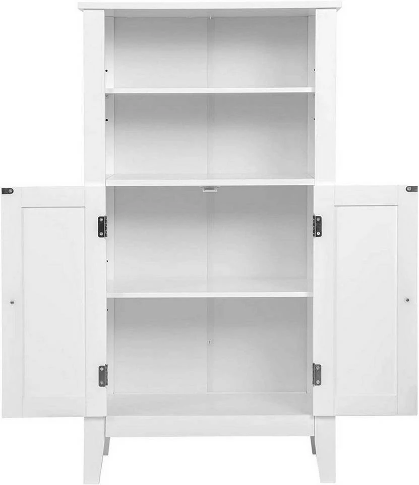 EUGAD Badkommode, Badschrank Beistellschrank, mit Doppeltür, 4 Fächern, MDF, Weiß 7 EUGAD Badkommode, Badschrank Beistellschrank, mit Doppeltür, 4 Fächern, MDF, Weiß – Bild 5