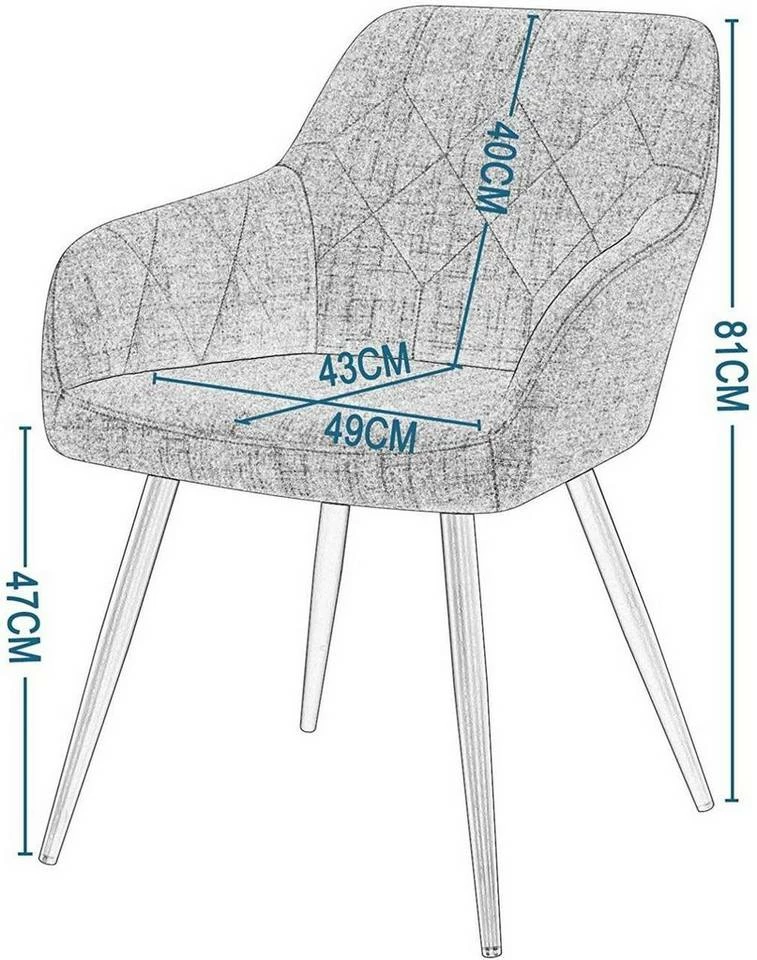 EUGAD Esszimmerstuhl (1 Stück), Wohnzimmerstuhl aus Leinen Polsterstuhl mit Armlehnen und Rückenlehne schwarze Gestell aus Metall Hellgrau Dunkelgrau 13 EUGAD Esszimmerstuhl (1 Stück), Wohnzimmerstuhl aus Leinen Polsterstuhl mit Armlehnen und Rückenlehne schwarze Gestell aus Metall Hellgrau Dunkelgrau – Bild 11