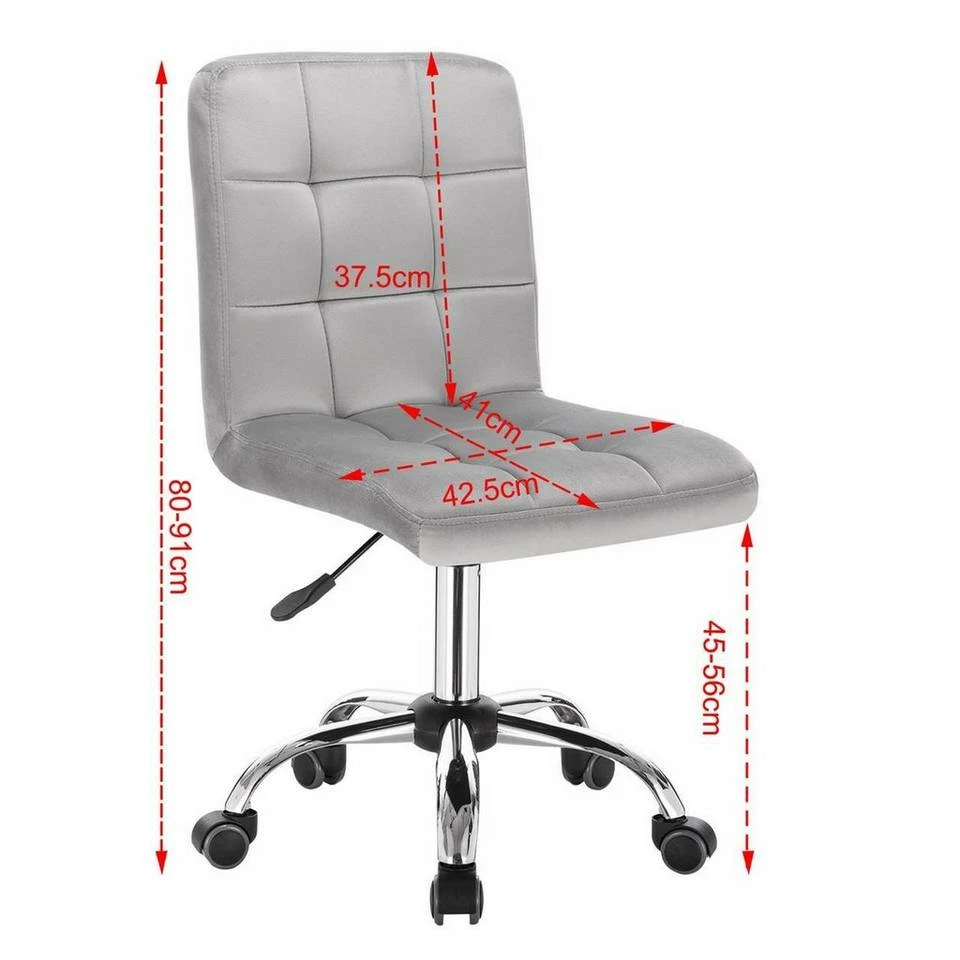 EUGAD Schreibtischstuhl, Arbeitshocker Bürohocker Samt Metall, 360° drehbar, Rosa Hellgrau 12 EUGAD Schreibtischstuhl, Arbeitshocker Bürohocker Samt Metall, 360° drehbar, Rosa Hellgrau – Bild 10