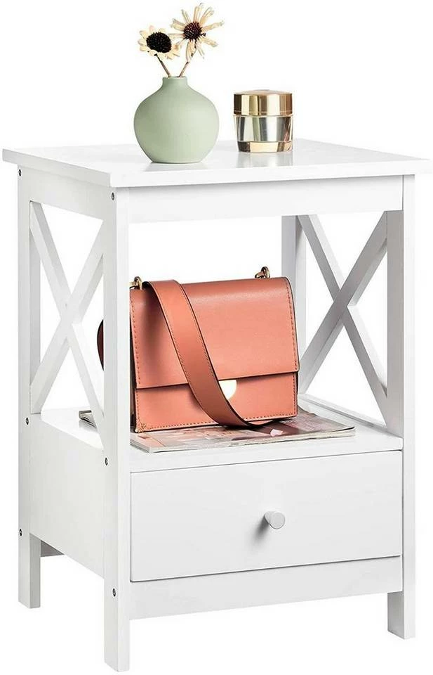 EUGAD Nachttisch, 2er-Set Beistelltisch Nachtschrank Nachtkommode Sofatisch aus MDF mit Schublade und Ablage für Schlafzimmer oder Wohnzimmer Weiß 6 EUGAD Nachttisch, 2er-Set Beistelltisch Nachtschrank Nachtkommode Sofatisch aus MDF mit Schublade und Ablage für Schlafzimmer oder Wohnzimmer Weiß – Bild 4