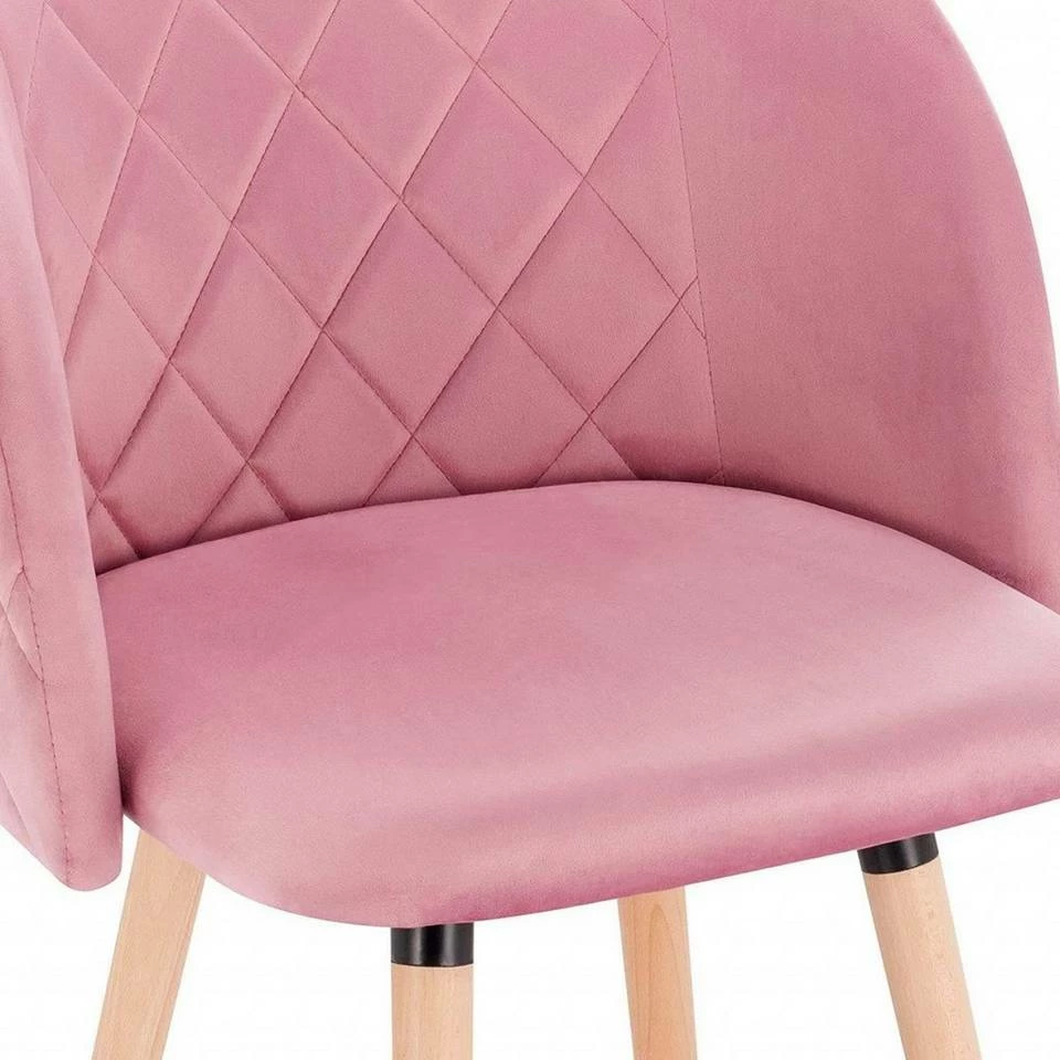EUGAD Esszimmerstuhl, 2er-Set Esszimmerstuhl Küchenstuhl Samt Massivholz Rosa Cremeweiß 10 EUGAD Esszimmerstuhl, 2er-Set Esszimmerstuhl Küchenstuhl Samt Massivholz Rosa Cremeweiß – Bild 8