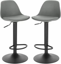 EUGAD Barhocker (Set, 2 St), 2er-Set mit Rückenlehne, Barstühle Höhenverstellbar und 360° Drehbar, Zeitgenössisch für Esszimmer, Bar Grau Schwarz