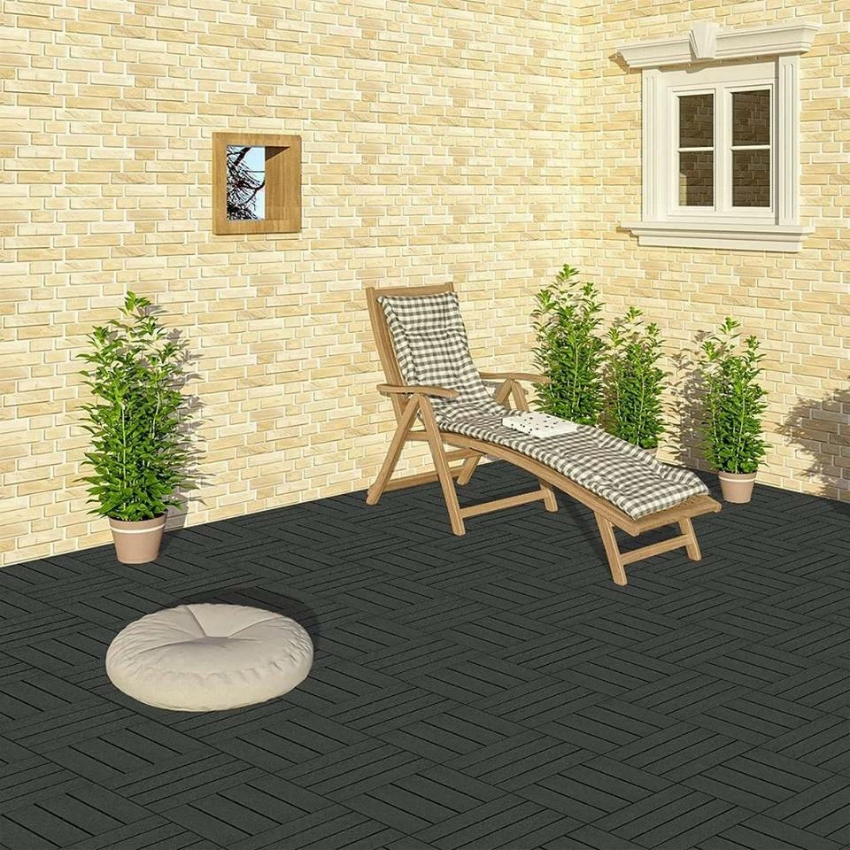 EUGAD WPC-Fliesen, 22 Stück WPC Terrassenfliesen in T-Form 30x30cm Dunkelgrau Anthrazit, Braun, Hellgrau 4 EUGAD WPC-Fliesen, 22 Stück WPC Terrassenfliesen in T-Form 30x30cm Dunkelgrau Anthrazit, Braun, Hellgrau – Bild 2