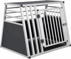 EUGAD Tiertransportbox, Hundetransportbox Alu Hundebox Reisebox Autobox für große Hunde Husky Samojede Weimaraner Border Collie Chow-Chow Shetland Sheepdog 80 x 65 x 65 cm XL Schwarz