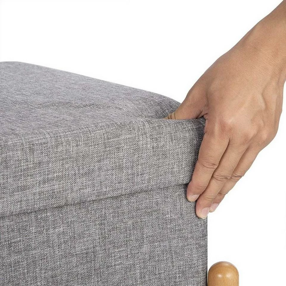 EUGAD Sitzhocker, Polsterhocker Sitztruhe bis 150kg belastbar, mit Stauraum, Deckel Abnehmbar Holzbeine Dunkelgrau Hellgrau 12 EUGAD Sitzhocker, Polsterhocker Sitztruhe bis 150kg belastbar, mit Stauraum, Deckel Abnehmbar Holzbeine Dunkelgrau Hellgrau – Bild 11