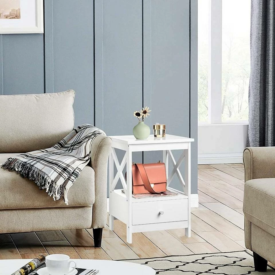 EUGAD Nachttisch, 2er-Set Beistelltisch Nachtschrank Nachtkommode Sofatisch aus MDF mit Schublade und Ablage für Schlafzimmer oder Wohnzimmer Weiß 11 EUGAD Nachttisch, 2er-Set Beistelltisch Nachtschrank Nachtkommode Sofatisch aus MDF mit Schublade und Ablage für Schlafzimmer oder Wohnzimmer Weiß – Bild 9