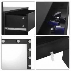 EUGAD Schminktisch, Frisiertisch 10 LED-Lampen mit Schubladen 80x40cm Schwarz Weiß -EUGAD Verkäufe b4e91714 e95d 5d63 935d 5776224167d4