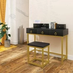 EUGAD Schminktisch (1-St), Schminktisch mit LED-Beleuchtung in 3 Farben, Kosmetiktisch mit Spiegel und Hocker, 5 Schubladen, 100x40x140cm, Modern Kosmetiktisch Weiß Schwarz, Weiß 35 EUGAD Schminktisch (1-St), Schminktisch mit LED-Beleuchtung in 3 Farben, Kosmetiktisch mit Spiegel und Hocker, 5 Schubladen, 100x40x140cm, Modern Kosmetiktisch Weiß Schwarz, Weiß -EUGAD Verkäufe b57b92a8 344a 4ab7 a3af 3705988fae13