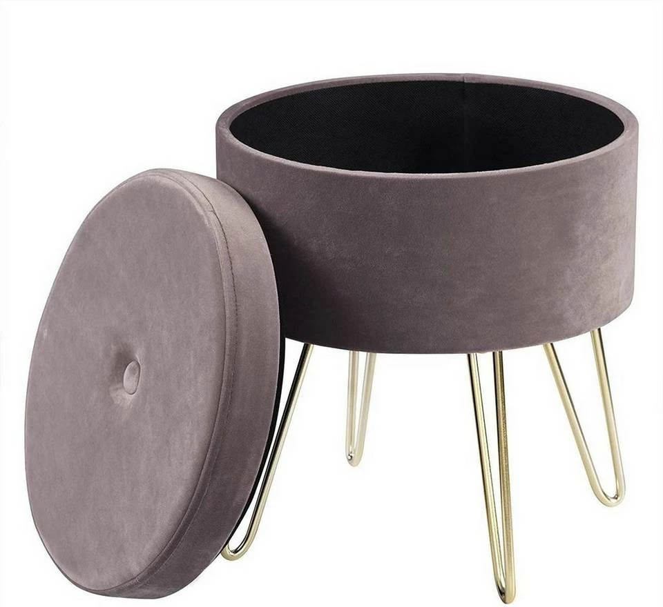 EUGAD Sitzhocker, Samthocker mit Stauraum, rund, mit stabilen goldenen Metallfüßen, Türkis Dunkelgrau, Dunkelgrün, Hellgrau, Rosa, Türkis 15 EUGAD Sitzhocker, Samthocker mit Stauraum, rund, mit stabilen goldenen Metallfüßen, Türkis Dunkelgrau, Dunkelgrün, Hellgrau, Rosa, Türkis – Bild 13