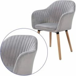 EUGAD Polsterstuhl (2 Stück), Küchenstühle aus Samt mit Arm-Rücklehne -EUGAD Verkäufe b6930668 caa2 56da a17d 1a8f74473950