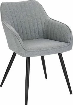 EUGAD Esszimmerstuhl, Küchenstuhl aus Leinen mit Armlehne Dunkelgrau, Hellgrau -EUGAD Verkäufe b7592fce 5169 5d85 8a63 dcea4661d605