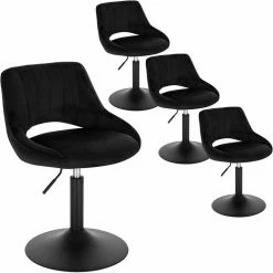 EUGAD Barhocker (4 St), Barstuhl Barsessel Sessel Loungesessel höhenverstellbar Clubsessel Cocktailsessel Drehsessel Samt Sitzhöhe 40–55 cm Schwarz Dunkelgrau, Rosa
